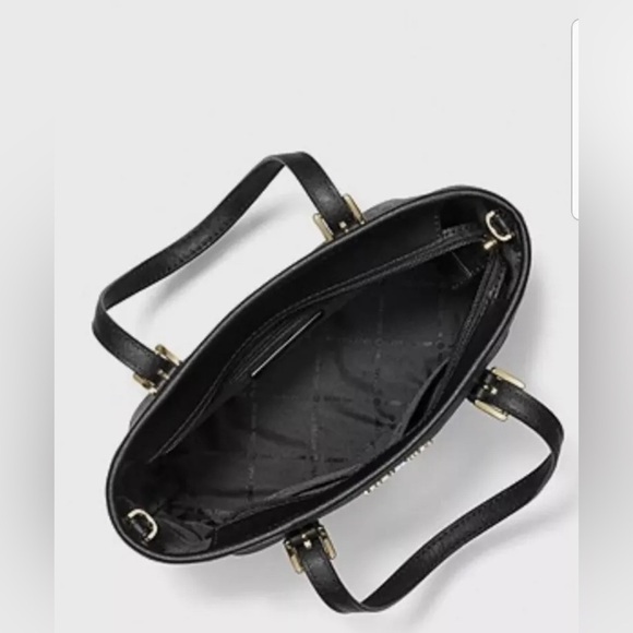 Michael Kors Jet Set Travel Extra Small Logo Top-Zip Tote Bag NWT BLACK 🌷 - Picture 3 of 6